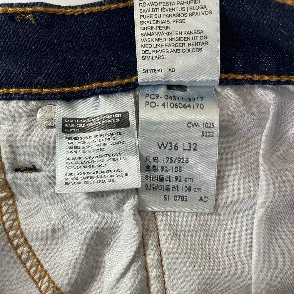 Levis 511 Jeans Men 36x32 Blue Slim Dark Wash Stretch Denim Preppy Grunge NEW